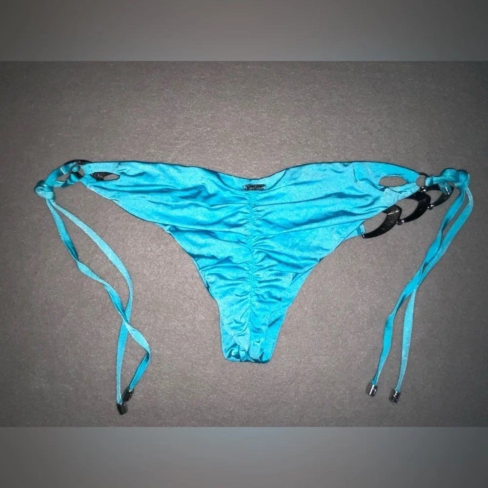 Beach Bunny Bikini Bottom Bow & Arrow Aqua Rhinestone Bikini Hot!